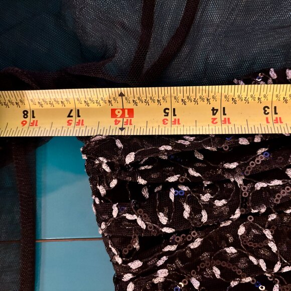 JS Collections Black Mesh Embroidered Sequin Cocktail Dress - Size 8 - Picture 12 of 16